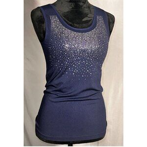 LC Couture Dark Blue Tank Top, Bling, Size S/M